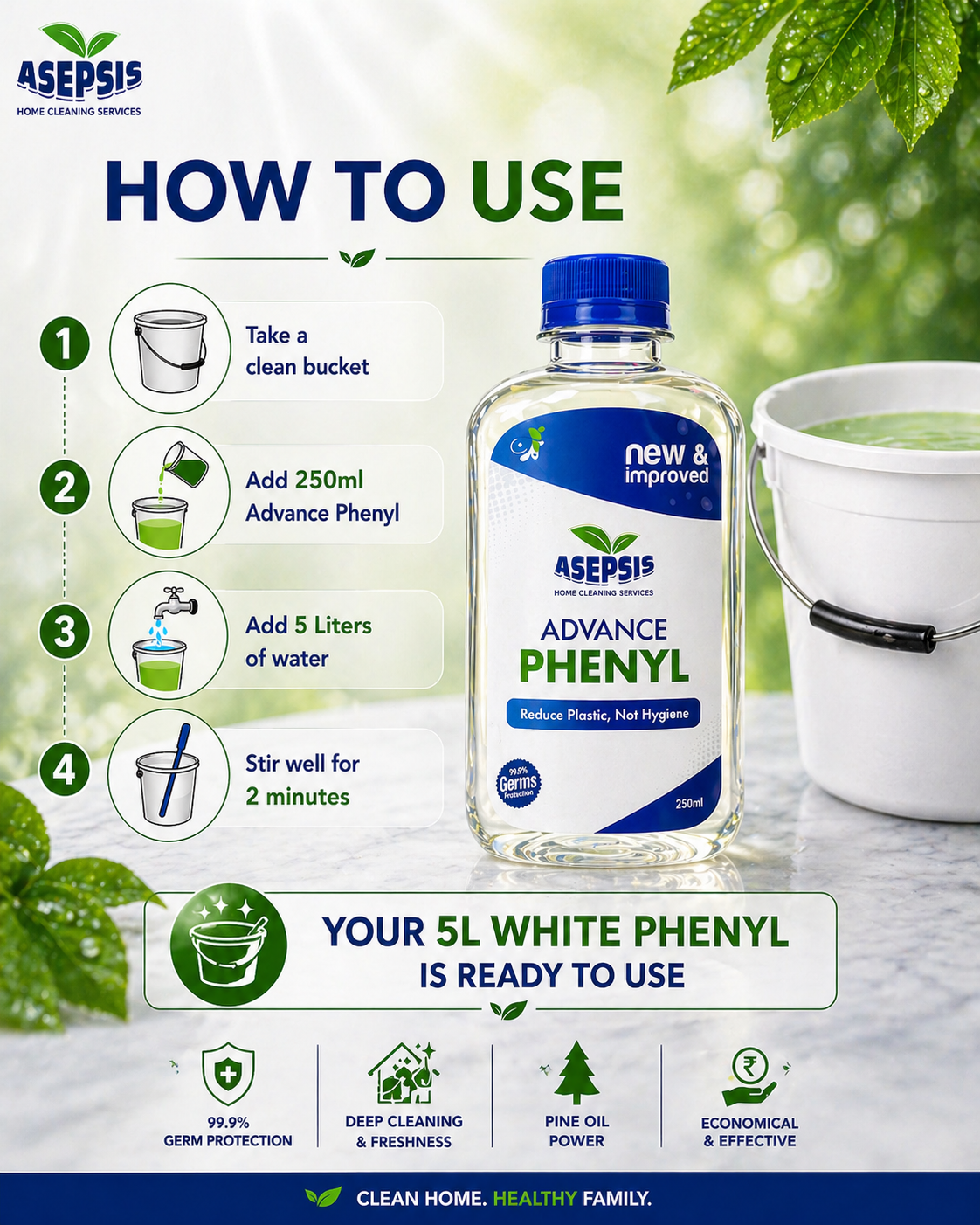 How to make white phenyl from Asepsis Advance Phenyl