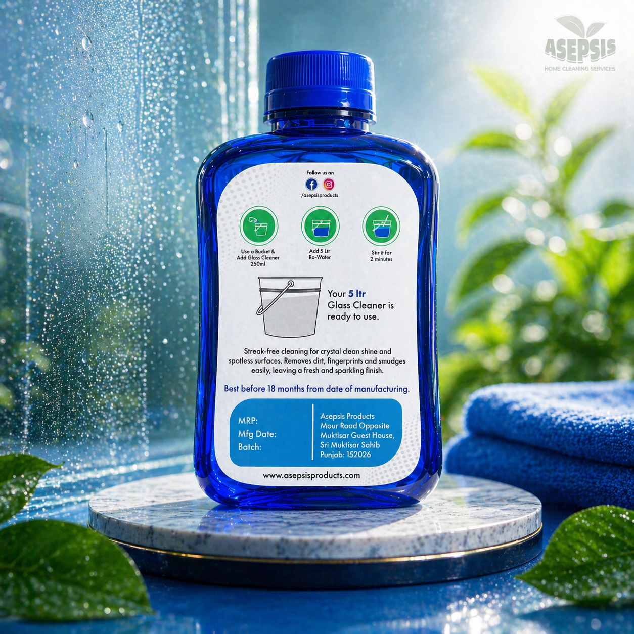 Asepsis Glass Cleaner – safe on mirrors tiles and screens